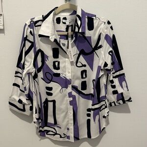 Chico's No Iron Stretch Modern Impression Shirt Size 1